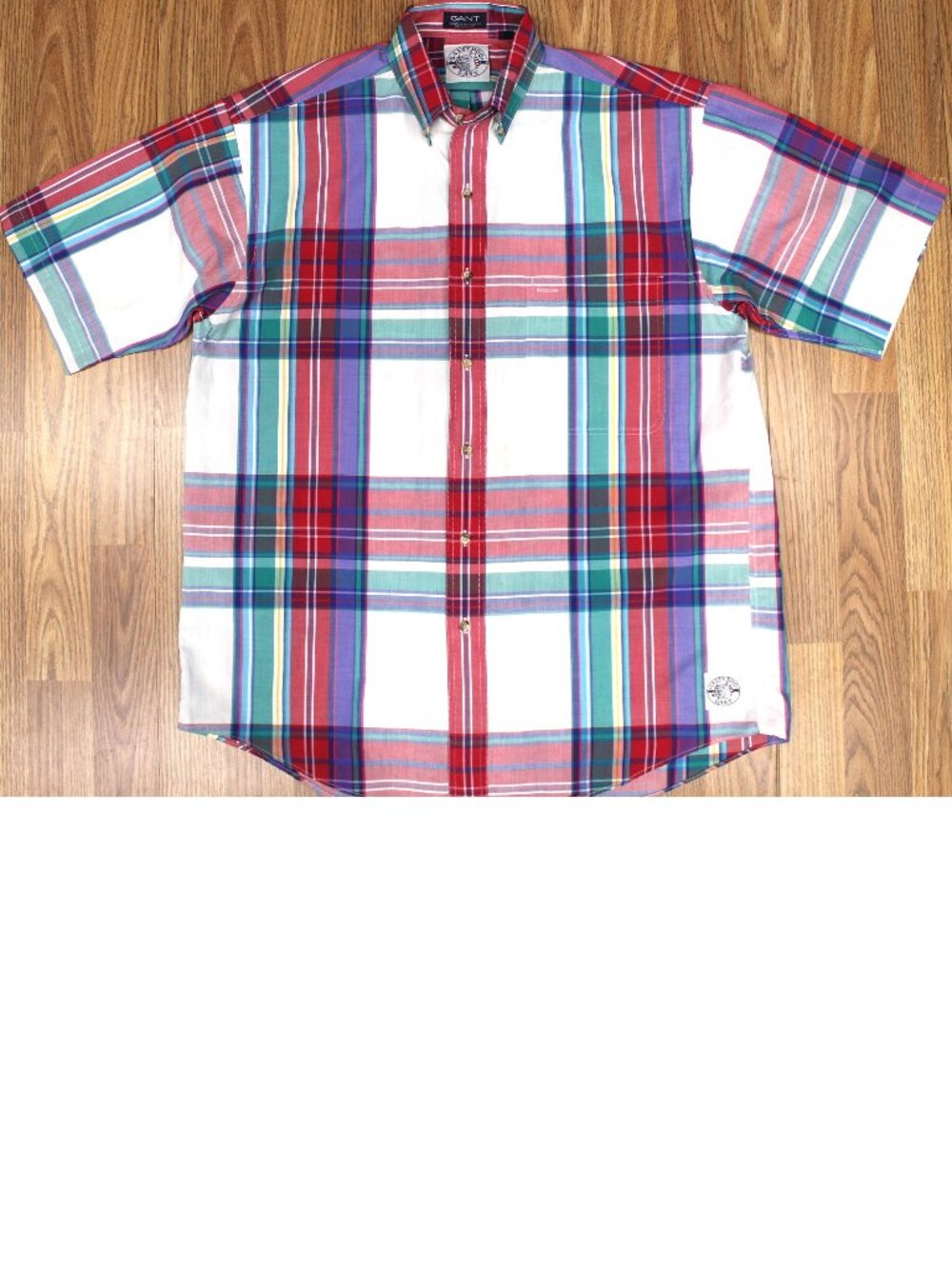 MADRAS PLAID GANT SALTY DOG REGULAR FIT COTTON/POLY SHIRT Sz MEDIUM, M